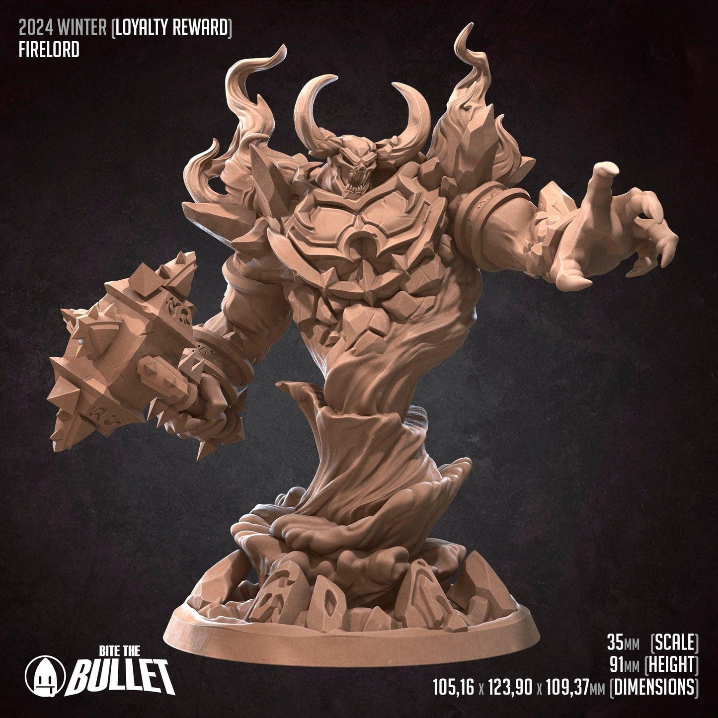 Firelord | TABLETOP SCALE | TTRPG Miniature | Bite the Bullet | Unpainted, Unplated Resin 8k