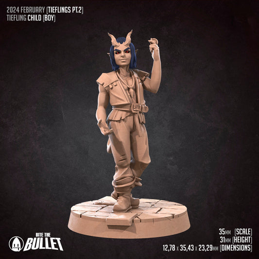 Tiefling Children | TABLETOP SCALE | D&D TTRPG Miniature | Bite the Bullet | Unpainted, Unplated Resin 8k