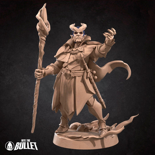 Tiefling Warlock | TABLETOP SCALE | D&D TTRPG Miniature | Bite the Bullet | Unpainted, Unplated Resin 8k