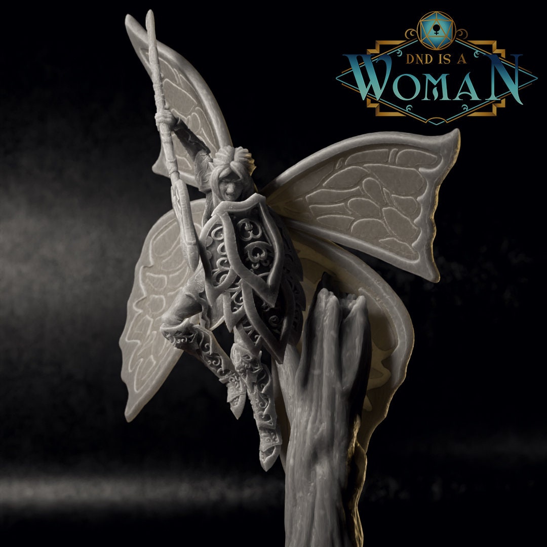 Fairy Paladin D&D TTRPG miniature by Tattles Told 3D, depicting a female warrior with armor, no base included.