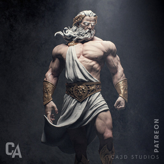 Greek God of the Sky, Zeus | Resin Garage Kit Sculpture Anime Video Game Fan Art Statue | CA 3D Studios