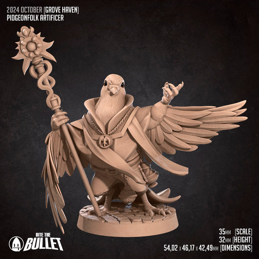 Pidgeonfolk Cleric | TABLETOP SCALE | D&D Humblewood TTRPG Miniature | Bite the Bullet