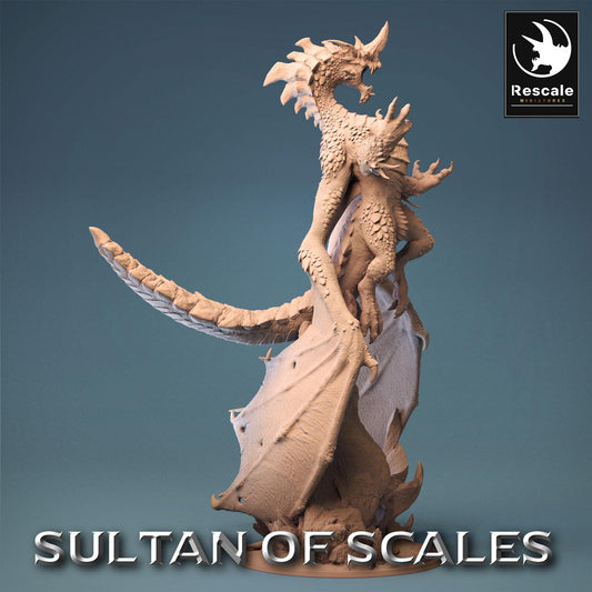 Blue Chromatic Dragon, Legendary Monster | TABLETOP SCALE | D&D TTRPG Dragon Miniature | Rescale Miniatures