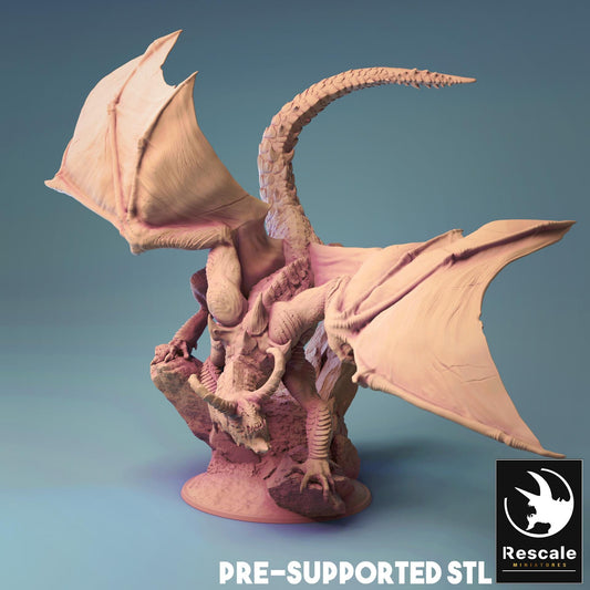 Fafnir Dragon, Crawling | TABLETOP SCALE | TTRPG Dragon Miniature | Rescale Miniatures