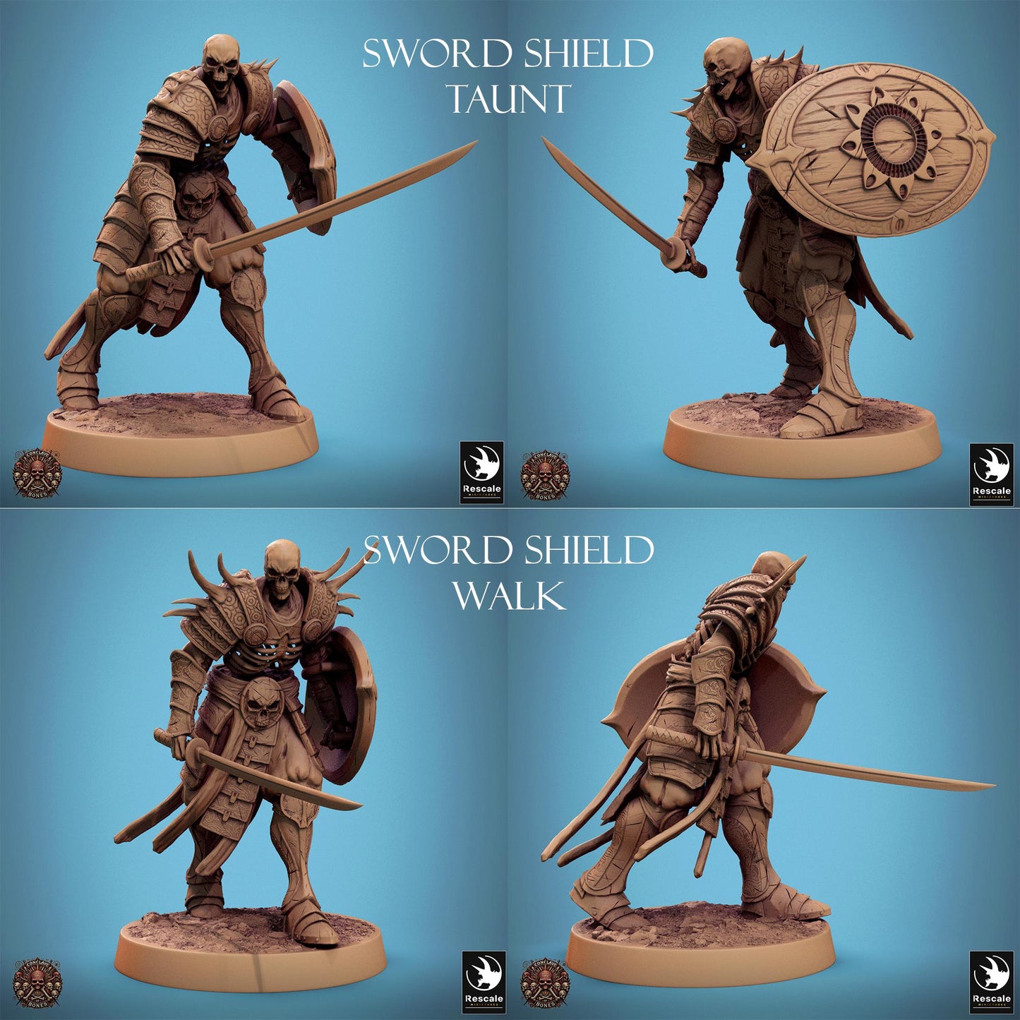 East Asian Skeletons, Conclave of Bones Undead Skeleton Warband | TABLETOP SCALE | D&D TTRPG Monster Miniature | Rescale Miniatures