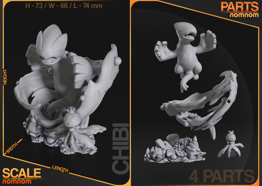 Flying Psychic Type | Resin Garage Kit Figure Game Fan Art | Nomnom Figures
