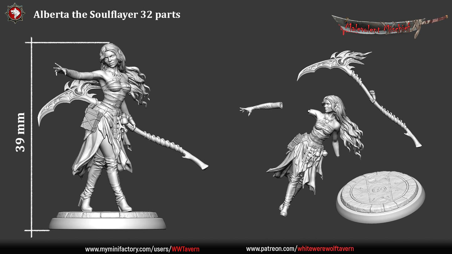 Alberta the Soulflayer | TABLETOP SCALE | TTRPG Miniature | White Werewolf Tavern | Unpainted, Unplated Resin 8k