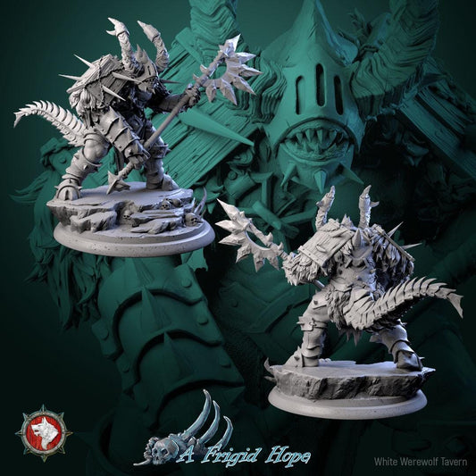 Azrimor, The Frostreaver | TABLETOP SCALE | TTRPG Miniature | White Werewolf Tavern | Unpainted, Unplated Resin 8k