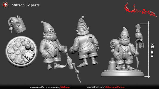 The Extraordinary Stiltson | TABLETOP SCALE | TTRPG Miniature | White Werewolf Tavern | Unpainted, Unplated Resin 8k