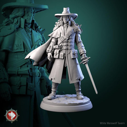 Vampire Hunter Gabriel | Gaming and Display Miniature | White Werewolf Tavern