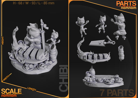 Chibi Purrfect Chef | Resin Garage Kit Figure Game Fan Art | Nomnom Figures