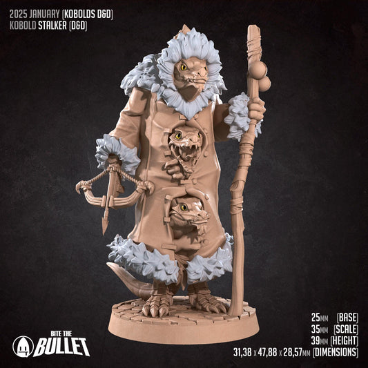 Kobold Stalker, Three Kobolds in a Trench Coat, D&D Version | Tabletop Gaming Scale Resin Miniature | Bite the Bullet