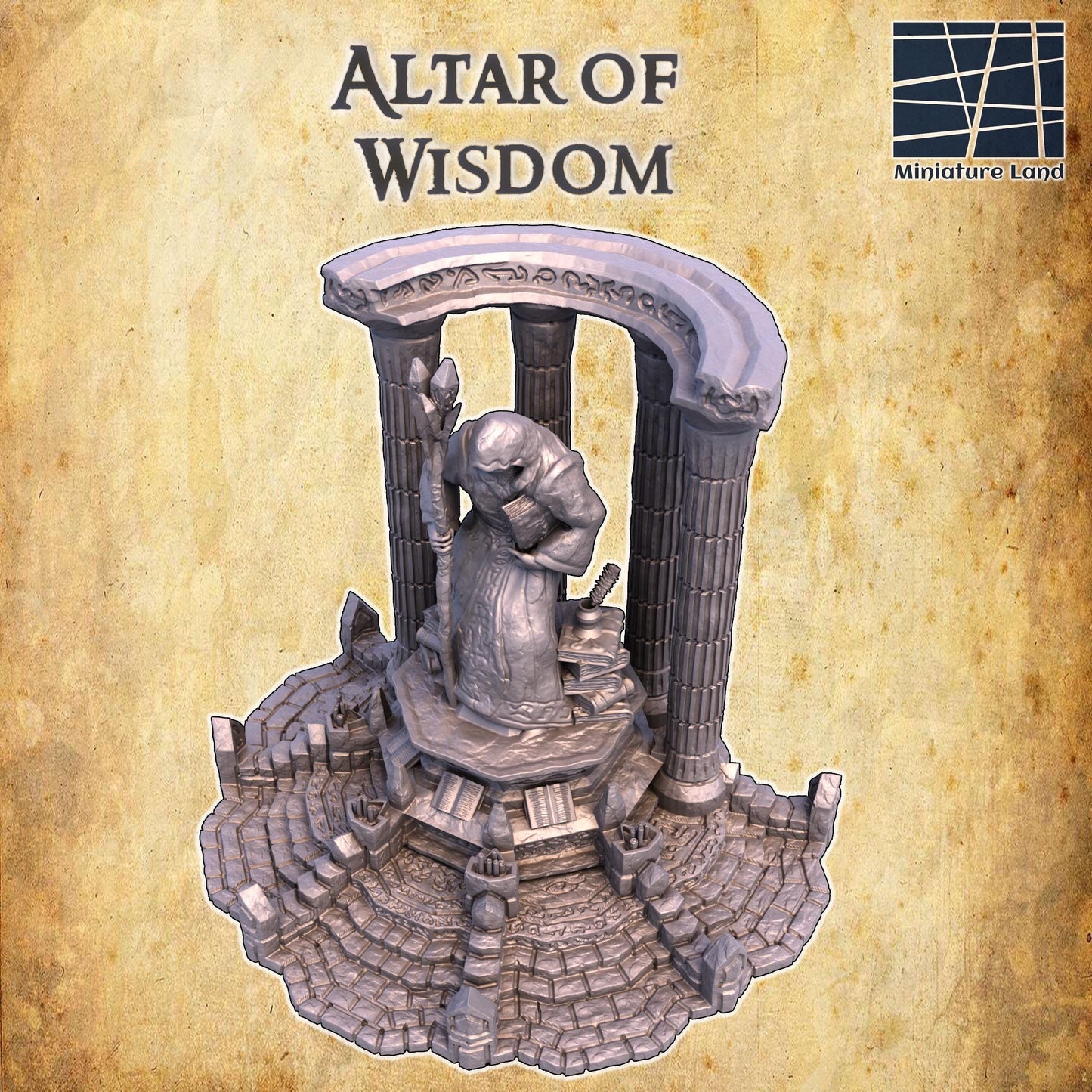 Altar of Knowledge | D&D TTRPG Playable 3D Printed Building Terrain Scenery | MiniatureLand
