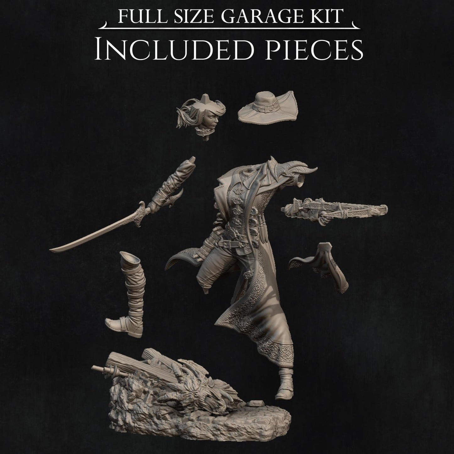 Valeria the Nighthunter, Vampire Hunter | Tabletop Gaming Mini or Garage Resin Kit Statue | D&D TTRPG Fantasy Miniature | Nerikson