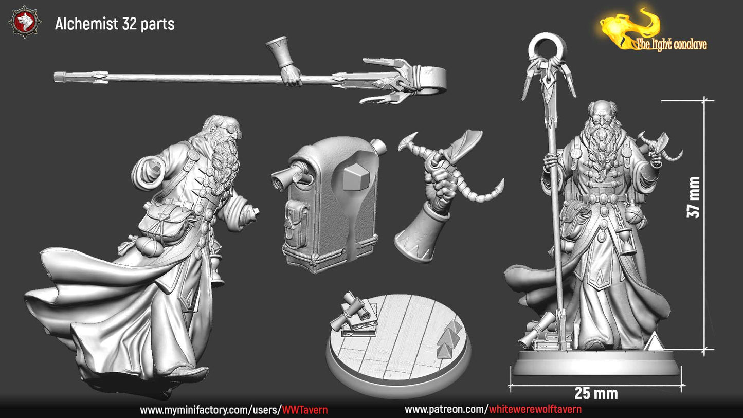 Alchemist | TABLETOP SCALE | TTRPG Miniature | White Werewolf Tavern | Unpainted, Unplated Resin 8k