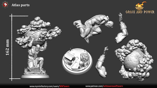 Atlas | TABLETOP SCALE | TTRPG Miniature | White Werewolf Tavern | Unpainted, Unplated Resin 8k