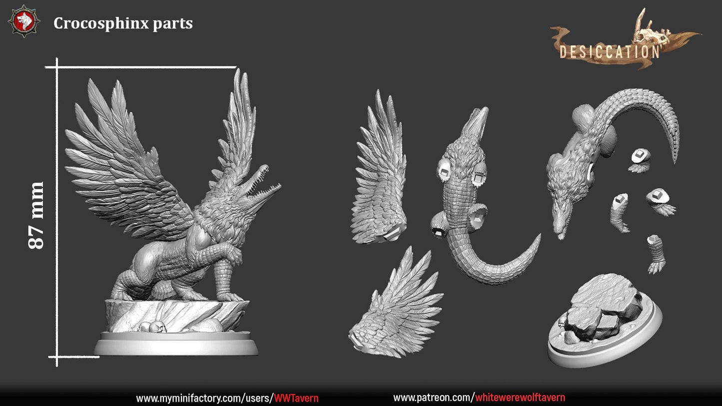 Crocosphinx | TABLETOP SCALE | D&D TTRPG Miniature | White Werewolf Tavern