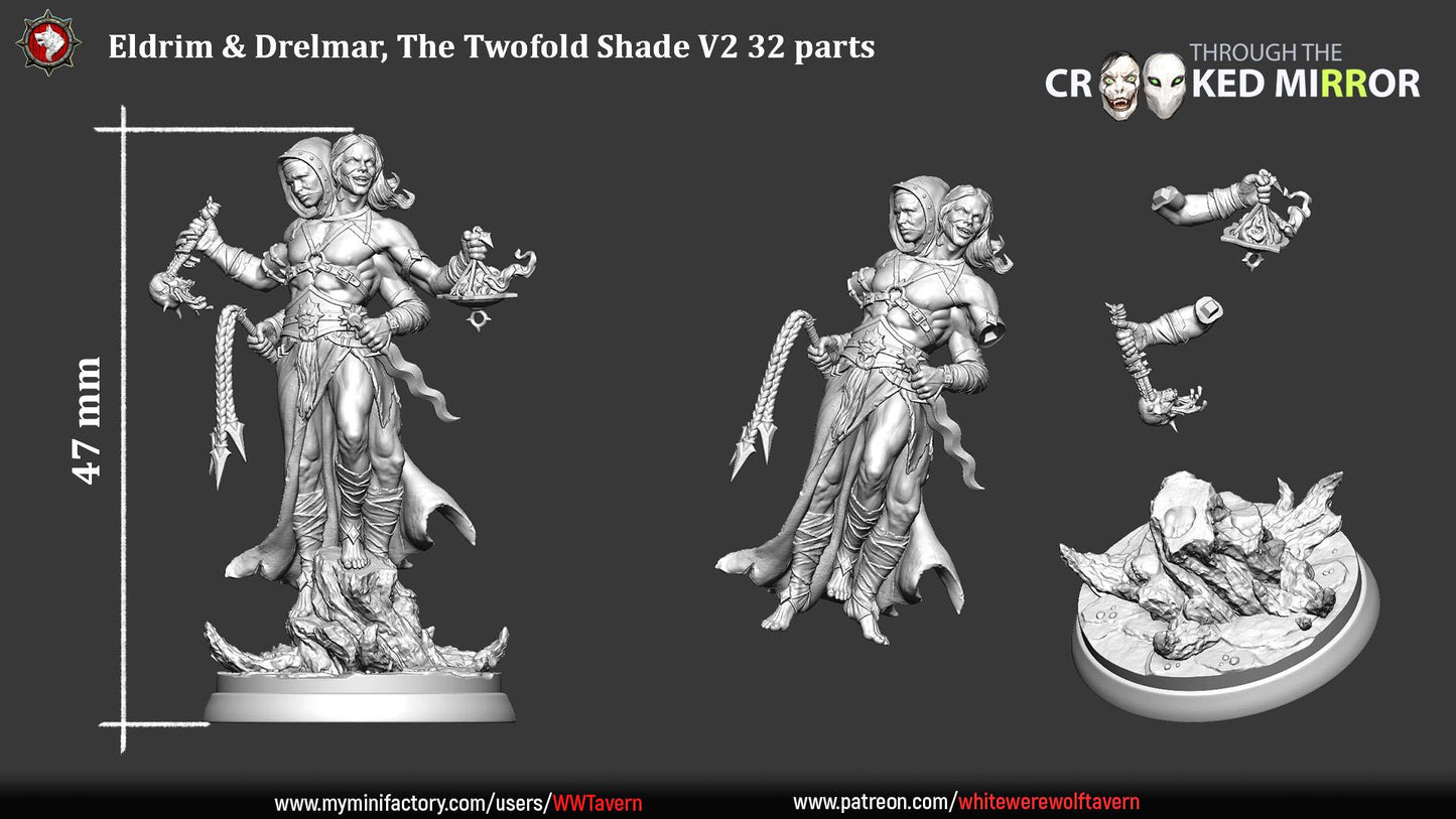 Eldrim and Drelmar, The Twofold Shade | TTRPG D&D Miniature | White Werewolf Tavern