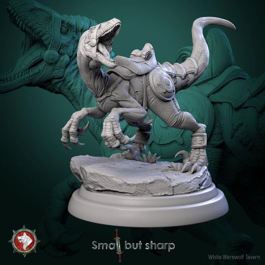 Halfings Dino Mounts | TABLETOP SCALE | TTRPG D&D Miniature | White Werewolf Tavern