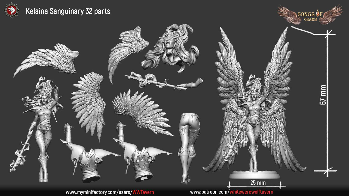 Kelaina Sanguinary | TABLETOP SCALE | TTRPG D&D Miniature | White Werewolf Tavern