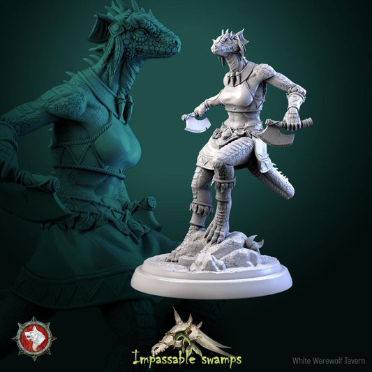Lizardfolk Females | TABLETOP SCALE | TTRPG D&D Miniature | White Werewolf Tavern