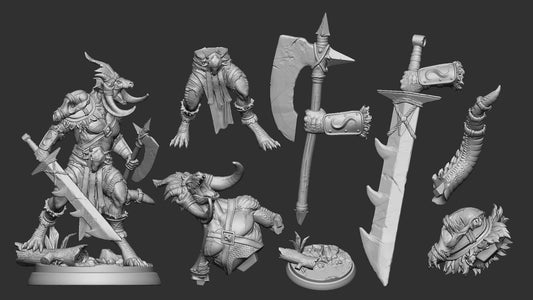 Lizardfolk Warlord | TABLETOP SCALE | TTRPG D&D Miniature | White Werewolf Tavern