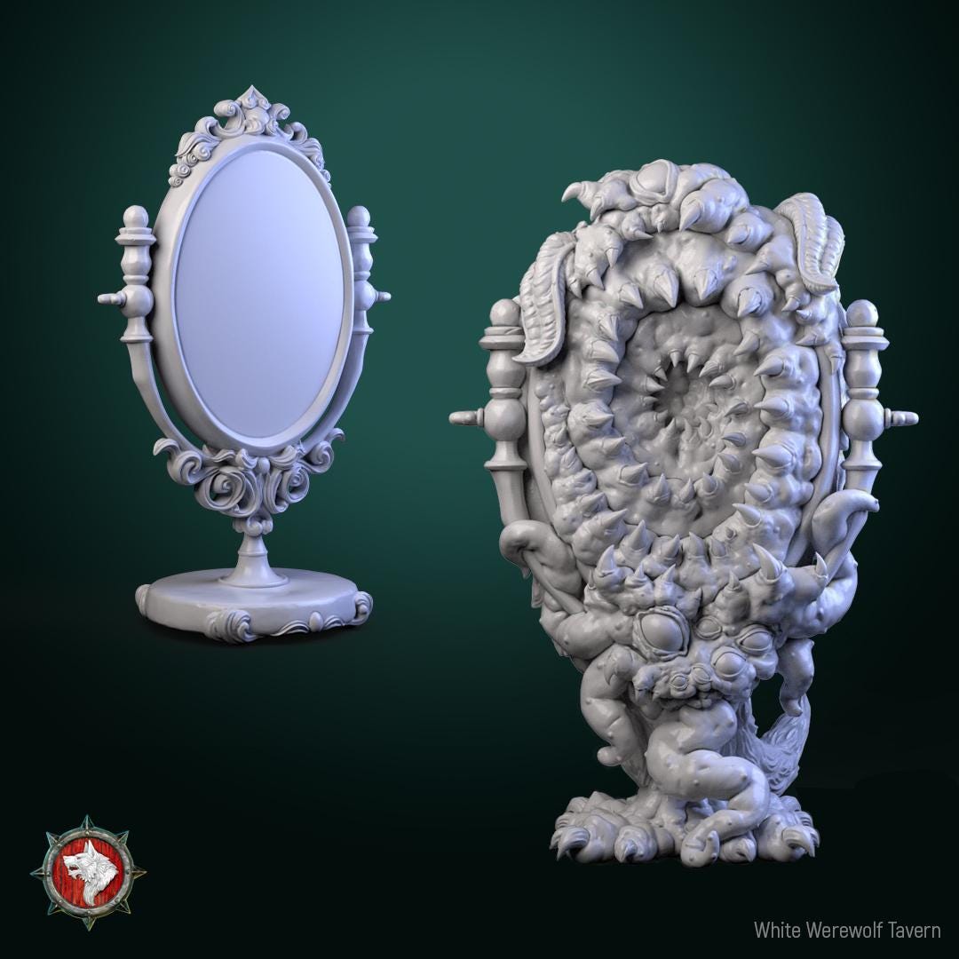 Mirror Mimic Set | TABLETOP SCALE | TTRPG D&D Miniature | White Werewolf Tavern