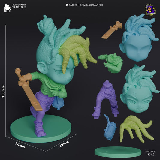 Chibi Ekko | Resin Garage Kit Sculpture Anime Video Game Fan Art Statue | Bulkamancer Sculpts