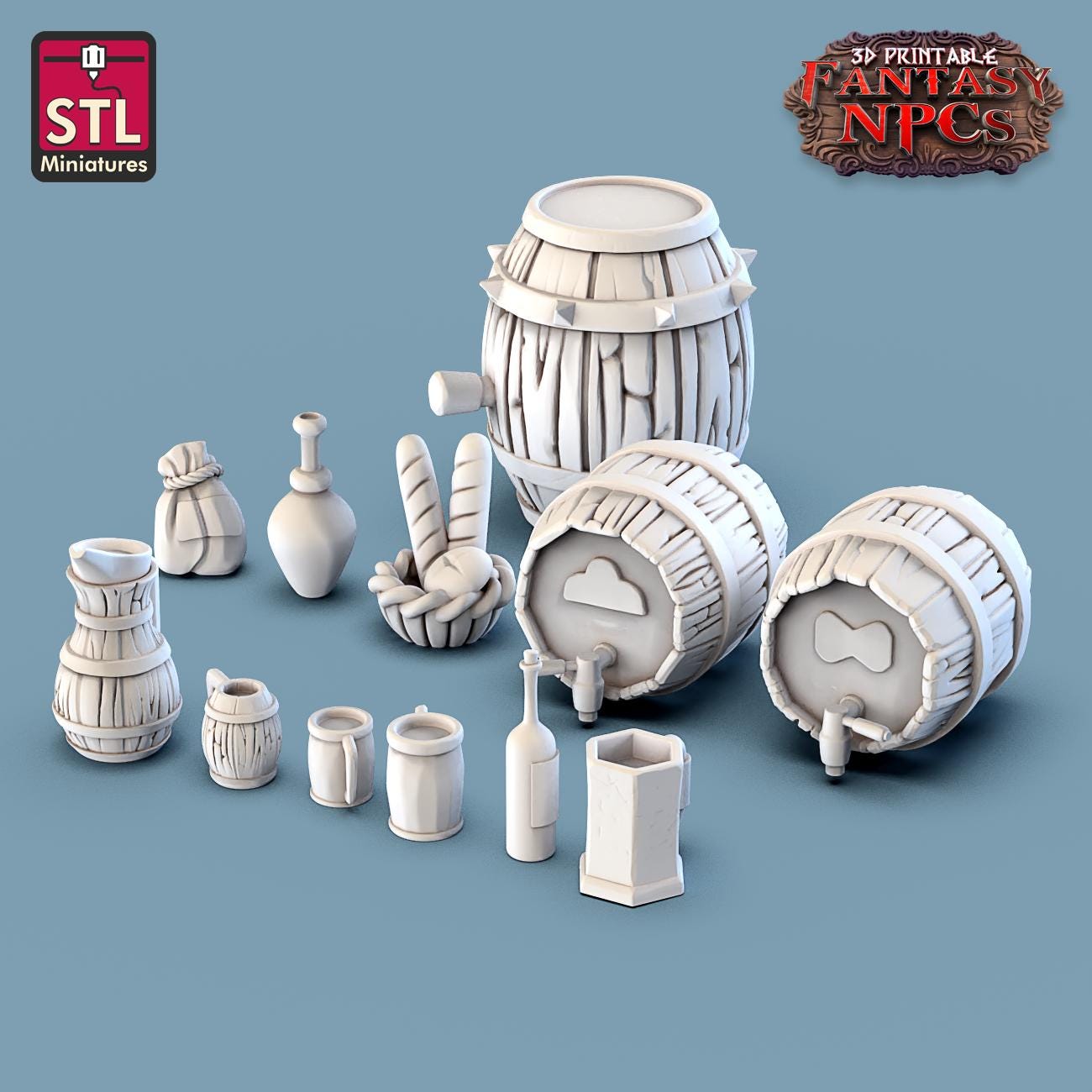 Inn and Tavern NPC Set | Tabletop Scale | D&D TTRPG Miniature | STL Miniatures