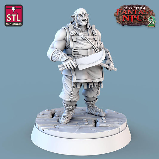 Orc Butcher NPC Set | Tabletop Scale | D&D TTRPG Miniature | STL Miniatures