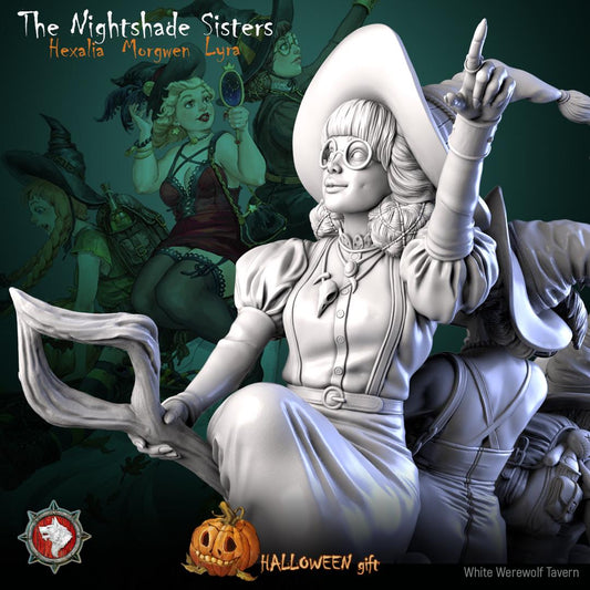 The Nightshade Sisters, Hexalia, Lyra, and Morgwen | Gaming or Display Miniature | White Werewolf Tavern