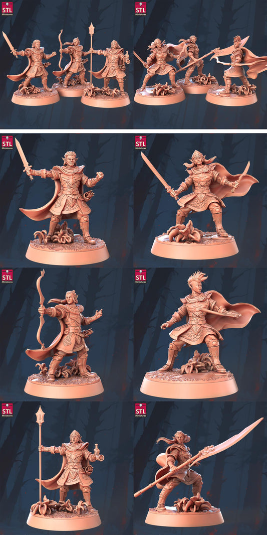 Elf Camp, Soldier, War NPC Set | Tabletop Scale | D&D TTRPG Miniature | STL Miniatures
