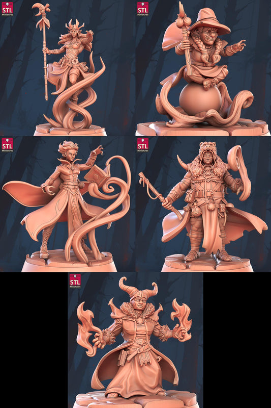 Witches' Council NPC Set | Tabletop Scale | D&D TTRPG Miniature | STL Miniatures
