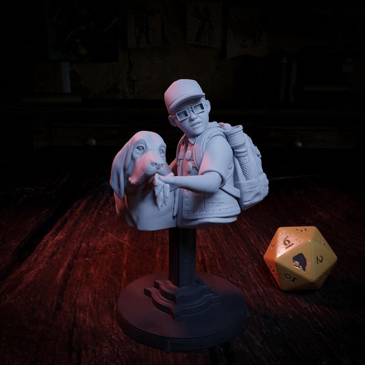 Brian the Scout, Boy and Dog | Tabletop, Display Scale, Bust | TTRPG D&D Miniature | Cripta Studios
