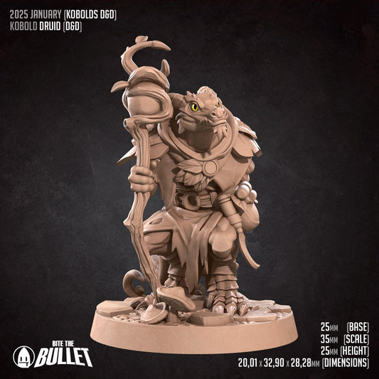 Kobold Druid, D&D Version | Tabletop Gaming Scale Resin Miniature | Bite the Bullet
