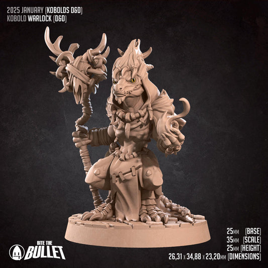 Kobold Warlock, D&D Version | Tabletop Gaming Scale Resin Miniature | Bite the Bullet
