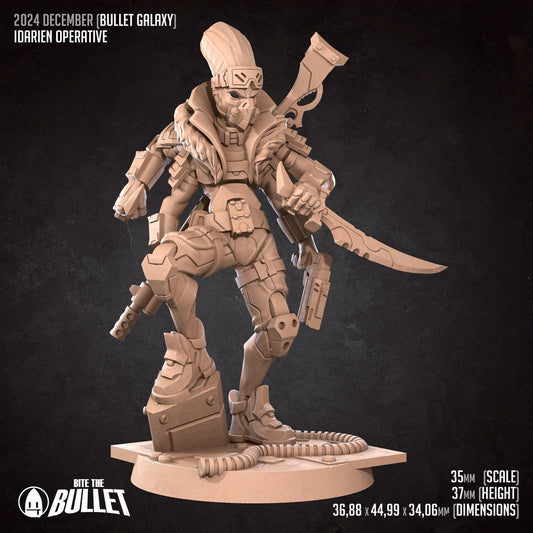 Idarien Operative, Space Alien | Tabletop Gaming Scale Resin Miniature | Bite the Bullet | Bullet Galaxy