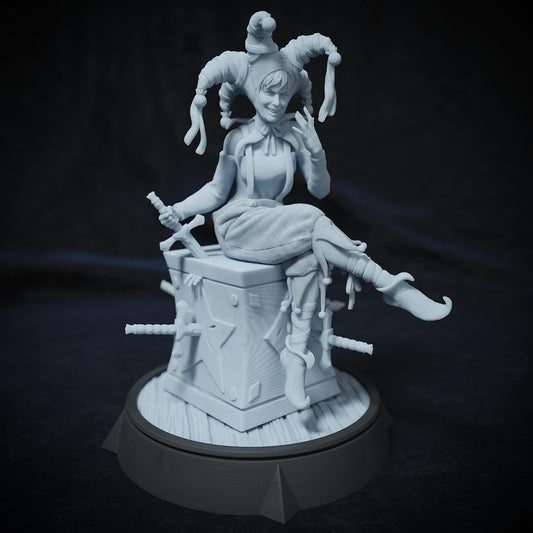 Quenney, Court Jester Clown | Tabletop Scale | TTRPG D&D Miniature | Cripta Studios | Unpainted, Unplated Resin 8k