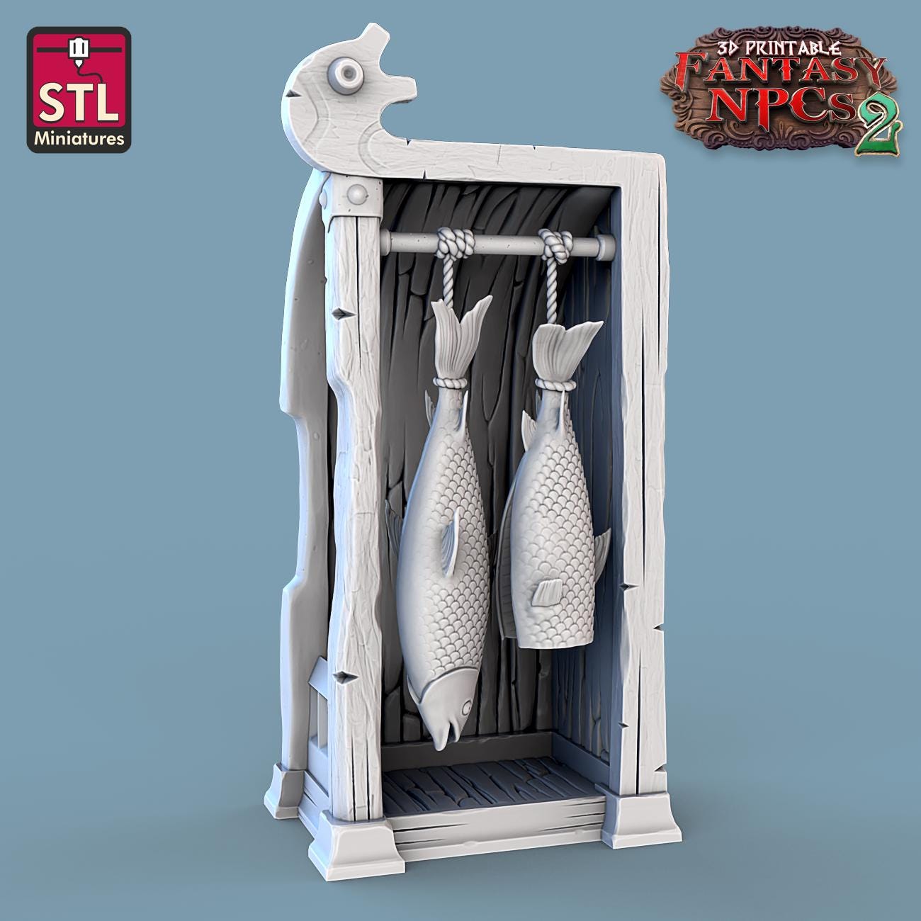 Fish Vendor NPC Set | Tabletop Scale | D&D TTRPG Miniature | STL Miniatures