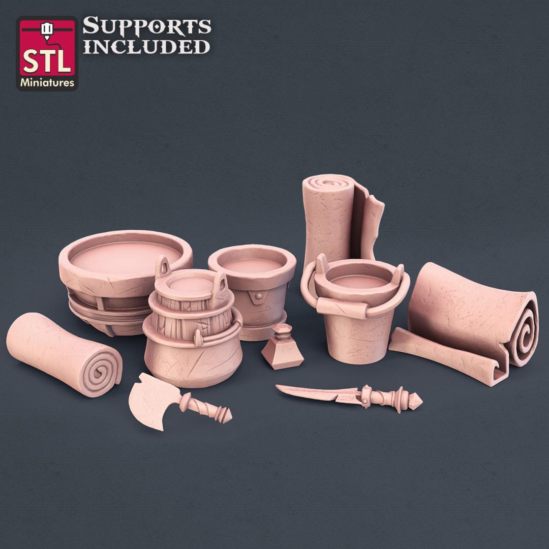 Leatherworker NPC Set | Tabletop Scale | D&D TTRPG Miniature | STL Miniatures