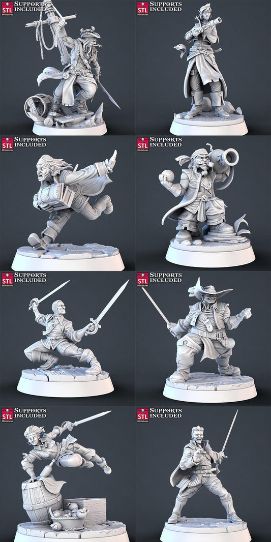 Pirate NPC Set | Tabletop Scale | D&D TTRPG Miniature | STL Miniatures