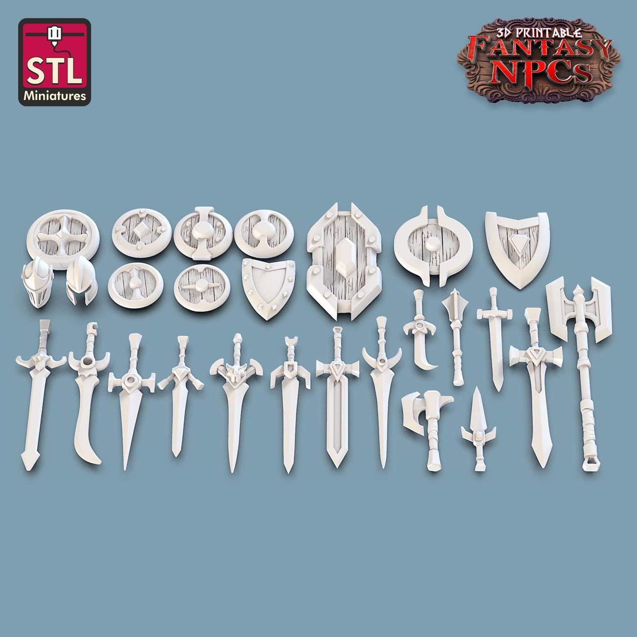 Weapons Merchant NPC Set | Tabletop Scale | D&D TTRPG Miniature | STL Miniatures