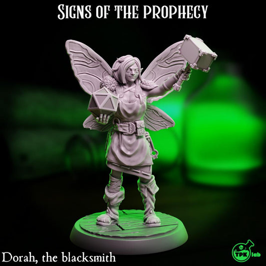 Dorah the Blacksmith, Elf or Fairy | Tabletop Gaming Miniature | TPKLab