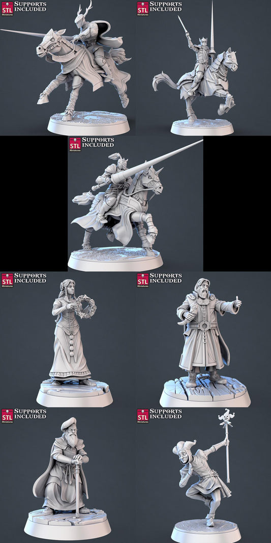 Jousting NPC Set | Tabletop Scale | D&D TTRPG Miniature | STL Miniatures