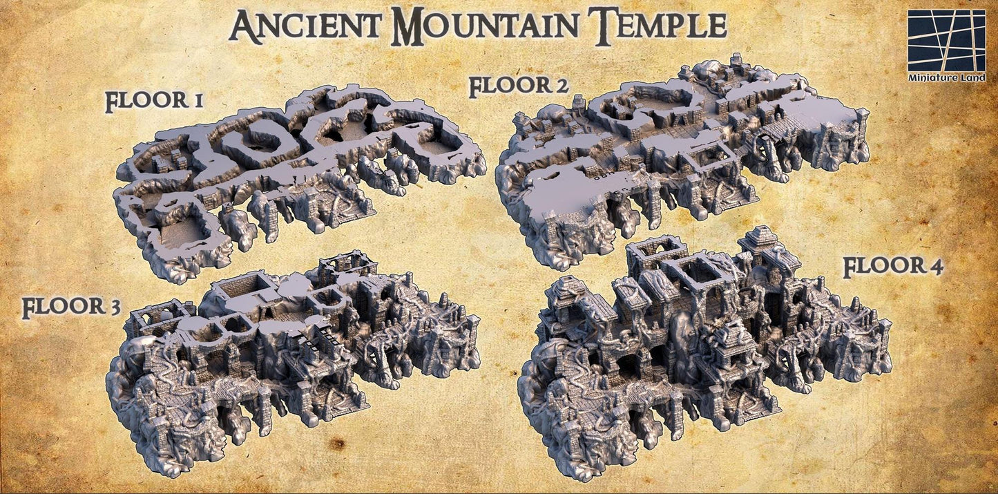 Ancient Mountain Temple | 28mm Scale Model Terrain | D&D TTRPG Playable 3D Printed Building | MiniatureLand