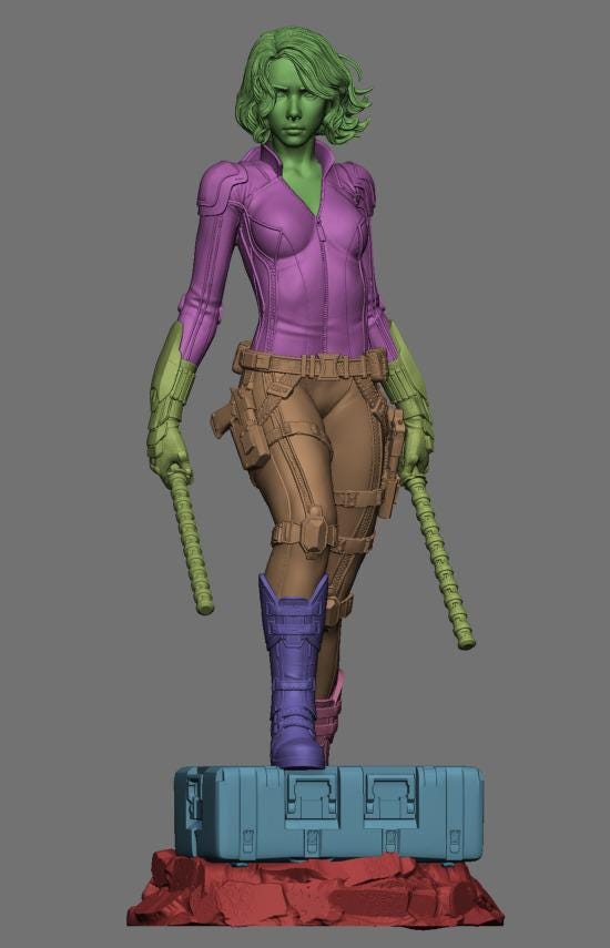 Avenger with a Past | Resin Garage Kit Sculpture Anime Video Game Fan Art Statue | CA 3D Studios