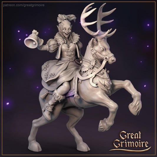 Christmas Sleigh, Reindeer, Elves, Jingle Bells | Tabletop Gaming 3D Print Miniatures Full Set | Great Grimoire