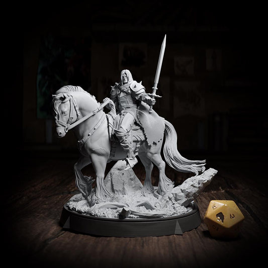 The Knight, Mounted Fighter | Tabletop or Display Scale | TTRPG D&D Miniature | Cripta Studios