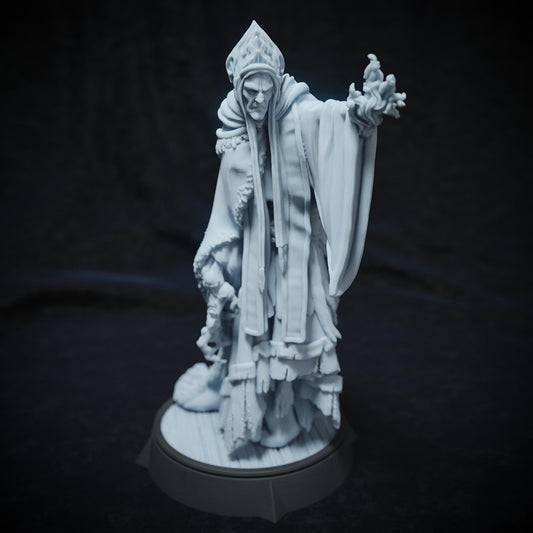 Father Moren, Priest Cleric Enemy | Tabletop or Display Scale | TTRPG D&D Miniature | Cripta Studios | Unpainted, Unplated Resin 8k