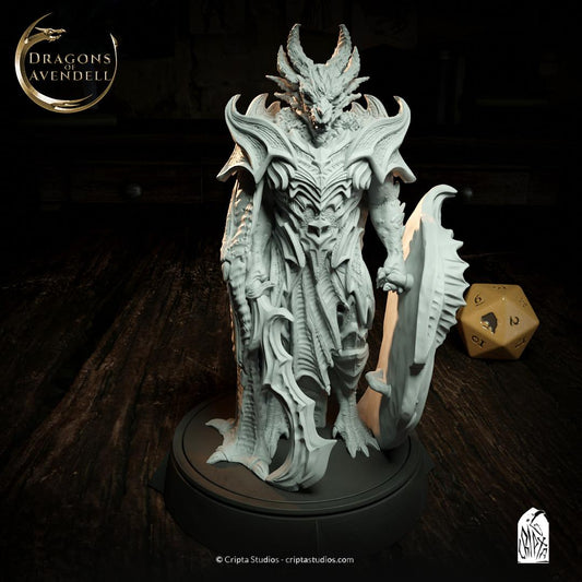 Drazhur, Half Dragon Dragonborn | Tabletop, Display Scale, Bust | TTRPG D&D Miniature | Cripta Studios